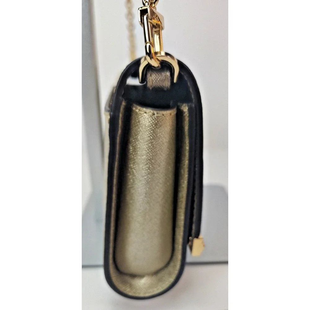 Michael Kors Mona Leather Clutch/Crossbody/Shoulder Bag - Metallic Gold - NWT